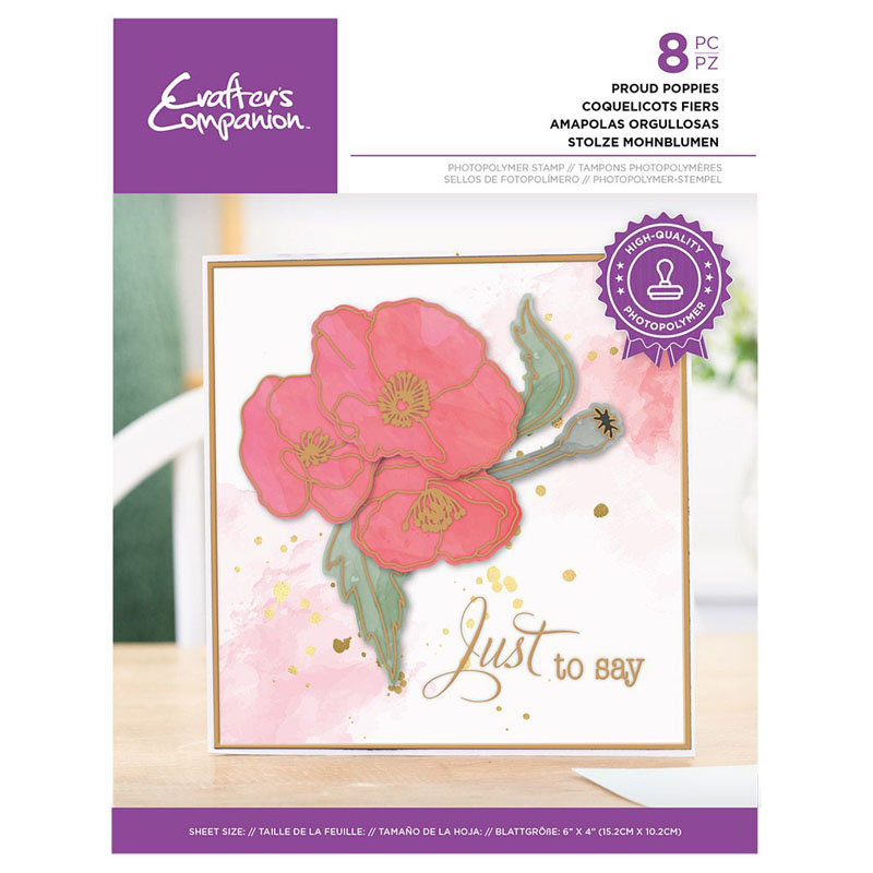 (image for) Crafters Companion Stamp Set, Outline Floral - Proud Poppies