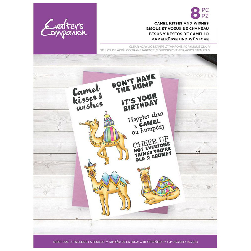 (image for) Crafters Companion Stamp Set, Animals With Attitude - Camel Kisses And Wishes