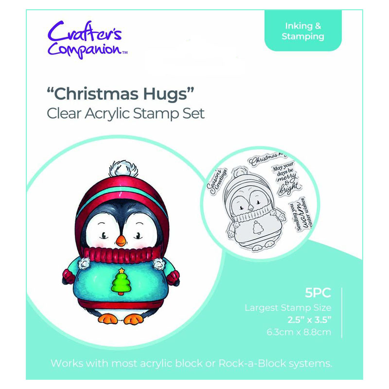 (image for) Crafters Companion Stamp Set, Cute Penguin - Christmas Hugs