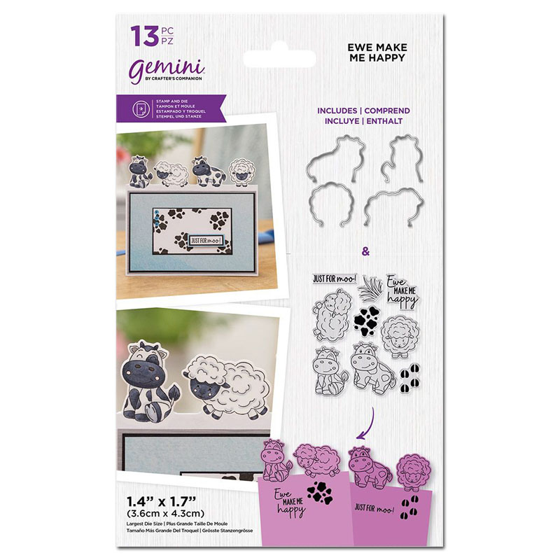(image for) Crafters Companion Die & Stamp Set, Cute Character Edge - Ewe Make Me Happy