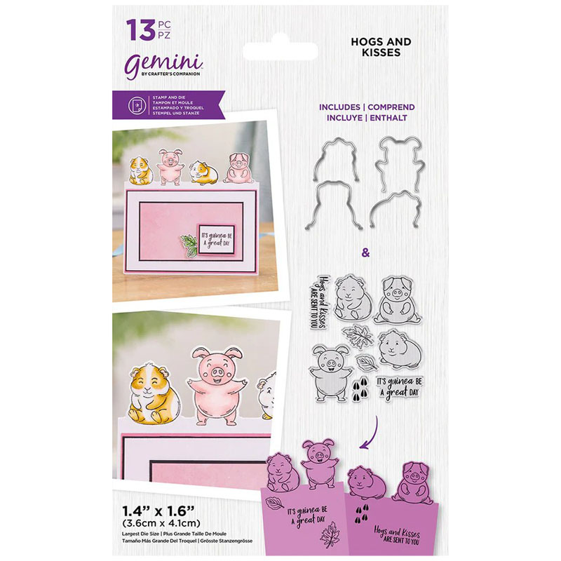 (image for) Crafters Companion Die & Stamp Set, Cute Character Edge - Hogs And Kisses