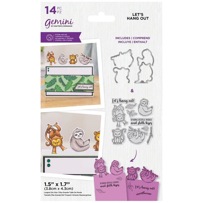 (image for) Crafters Companion Die & Stamp Set, Cute Character Edge - Let's Hang Out
