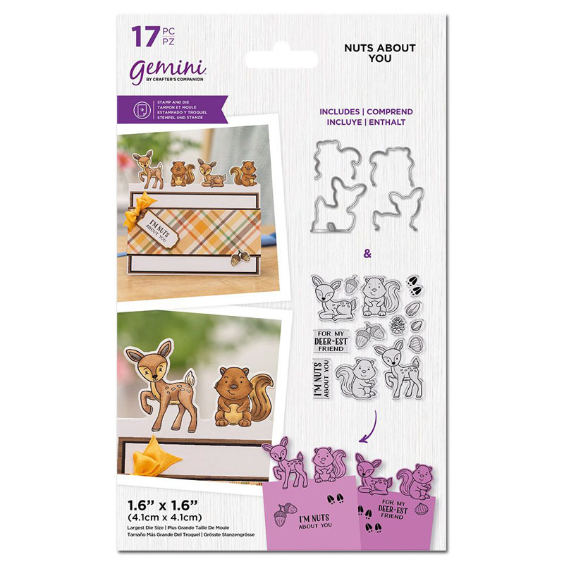 (image for) Crafters Companion Die & Stamp Set, Cute Character Edge - Nuts About You