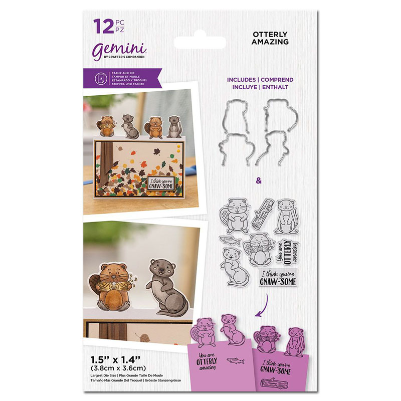 (image for) Crafters Companion Die & Stamp Set, Cute Character Edge - Otterly Amazing