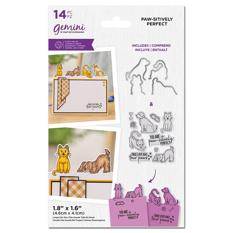 (image for) Crafters Companion Die & Stamp Set, Cute Character Edge - Paw-sitively Perfect