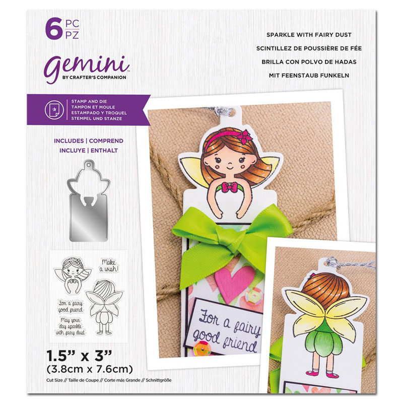 (image for) Gemini Cutting Die & Stamp Set, Front & Back Tag - Sparkle With Fairy Dust