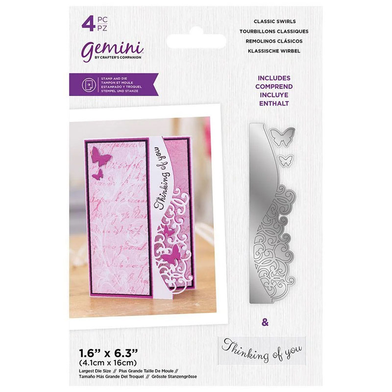 (image for) Gemini Cutting Die & Stamp Set, Curved Borders - Classic Swirls