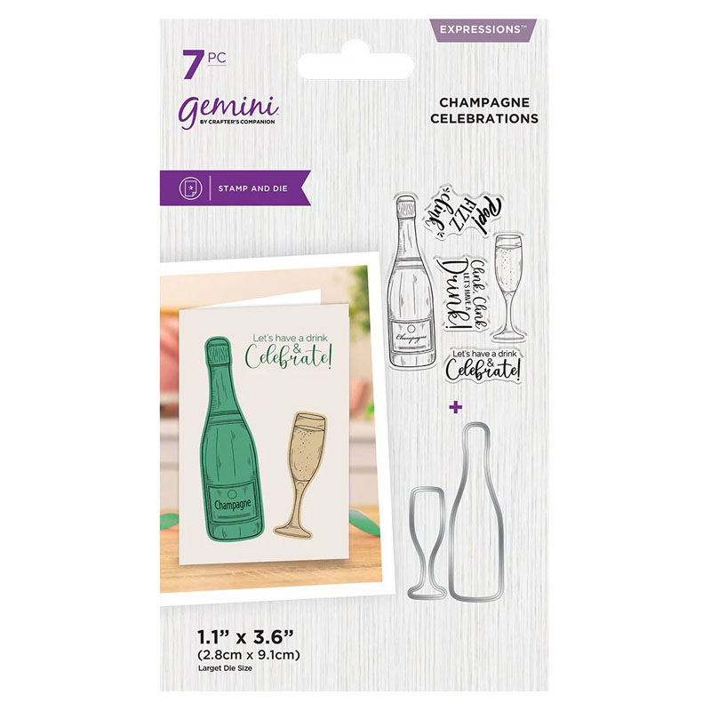 (image for) Gemini Cutting Die & Stamp Set, Cheers To You - Champagne Celebrations