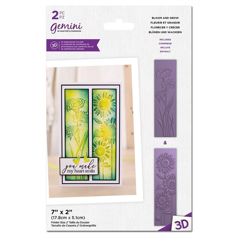 (image for) Gemini 3D Embossing Folder Duo Panels 7"x2" - Bloom And Grow