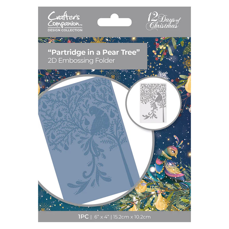 (image for) Crafters Companion Embossing Folder, 12 Days of Christmas - Partridge In A Pear Tree
