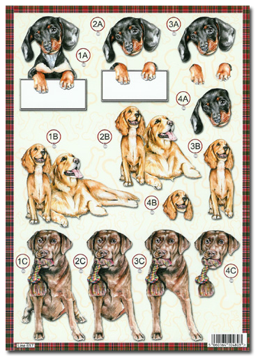 (image for) Die Cut 3D Decoupage A4 Sheet - Dogs/Pets (617)