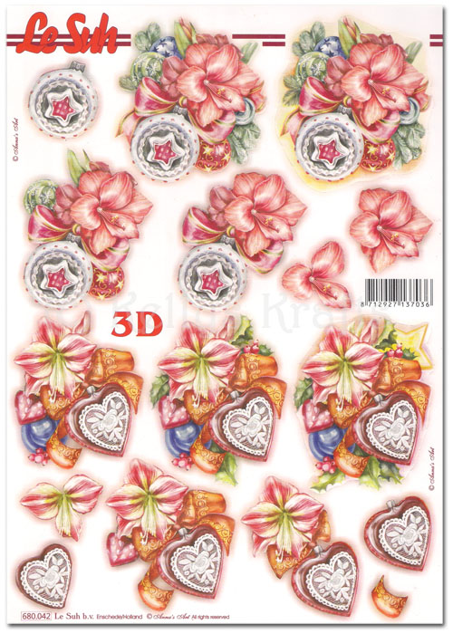 (image for) Die Cut 3D Decoupage A4 Sheet - Floral (680042)