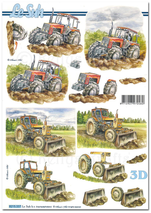 (image for) 3D Decoupage A4 Sheet - Tractors (8215337)