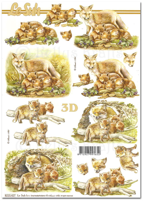 (image for) 3D Decoupage A4 Sheet - Foxes (8215427)