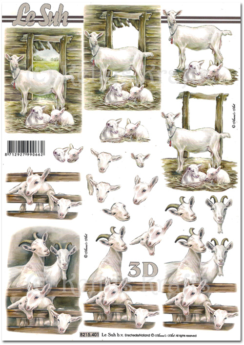 (image for) 3D Decoupage A4 Sheet - Goats (8215401)