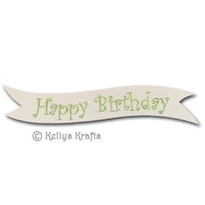 (image for) Die Cut Banner - Happy Birthday, Green on White (1 Piece)