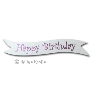 (image for) Die Cut Banner - Happy Birthday, Lilac on White Pearl (1 Piece)