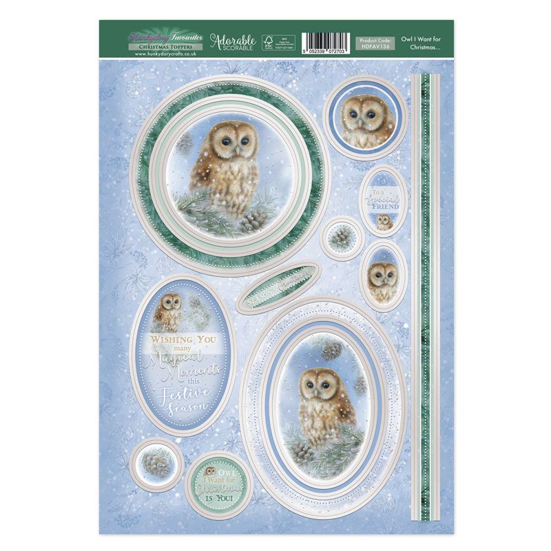 (image for) Die Cut Topper Sheet - Owl I Want For Christmas (136)