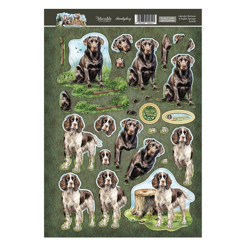 (image for) Die Cut 3D Decoupage A4 Sheet - Dog Tales, Labrador Retriever & English Springer Spaniel