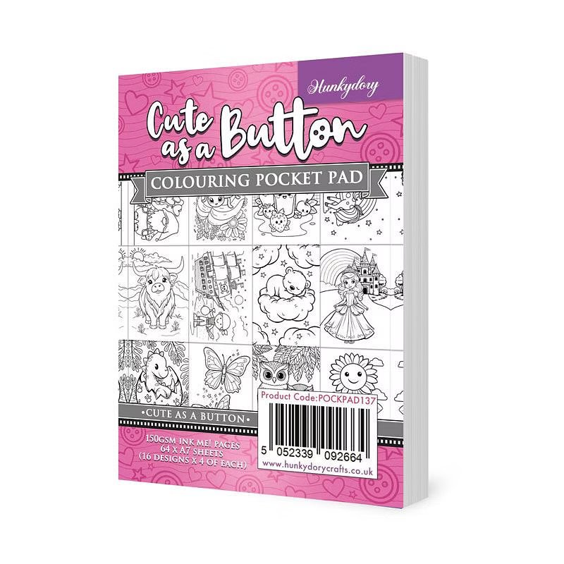 (image for) Colouring Pocket Pad - Cute As A Button (64 Sheets) POCKPAD137