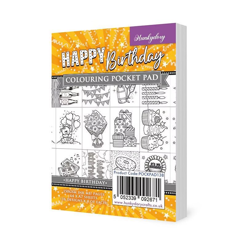 (image for) Colouring Pocket Pad - Happy Birthday (64 Sheets) POCKPAD138