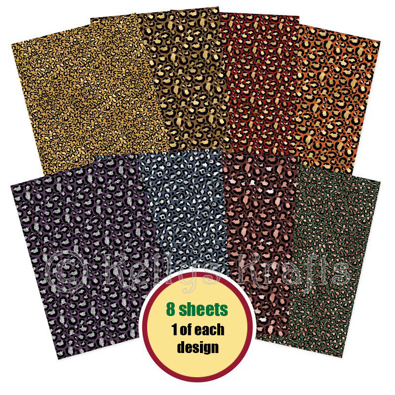 (image for) A4 Patterned Card - Luxurious Leopard Prints Pack (8 Sheets)