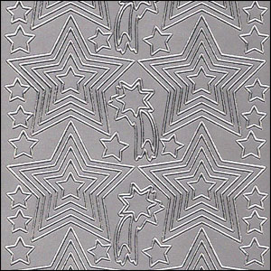 (image for) Nested/Layered Stars, Silver Peel Off Stickers (1 sheet)