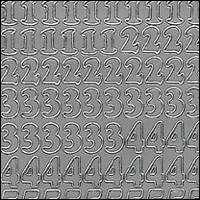 (image for) Numbers, Silver Peel Off Stickers (1 sheet)