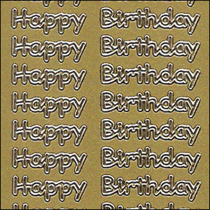 (image for) Happy Birthday, Gold Peel Off Stickers (1 sheet)