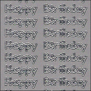 (image for) Happy Birthday, Silver Peel Off Stickers (1 sheet)