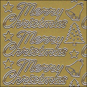 (image for) Merry Christmas Words, Gold Peel Off Stickers (1 sheet)