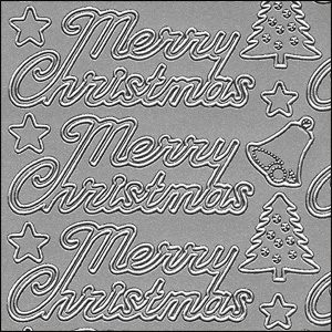 (image for) Merry Christmas Words, Silver Peel Off Stickers (1 sheet)