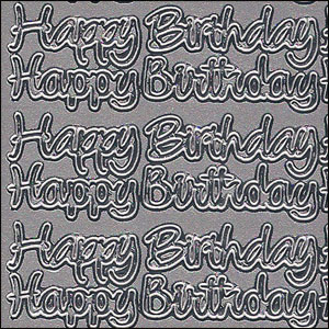 (image for) Happy Birthday, Silver Peel Off Stickers (1 sheet)