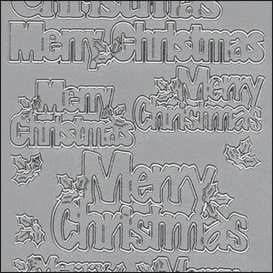 (image for) Merry Christmas, Silver Peel Off Stickers (1 sheet)
