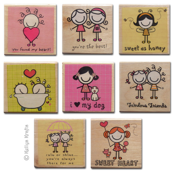 (image for) CLEARANCE - 8 Wooden Mounted Rubber Stamps - Smirk Everyday