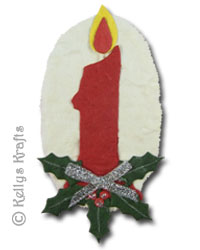 (image for) Christmas Mulberry Card Topper, Candle + Holly